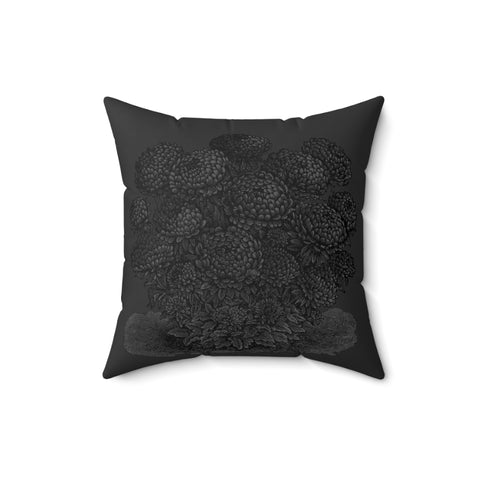 Alexx Faux Suede Pillow - A Flower Explosion In Black