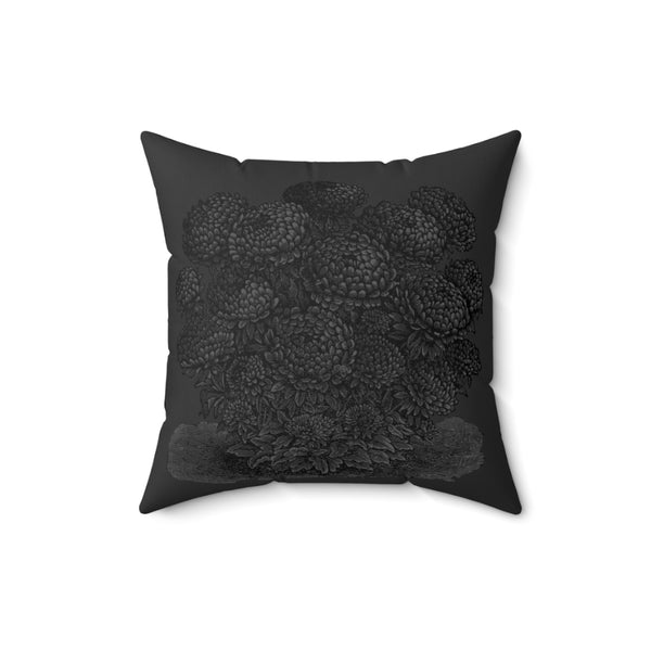 Alexx Faux Suede Pillow - A Flower Explosion In Black